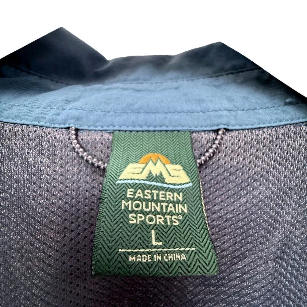 EMS  Mens Utility Shirt Large Blue Nylon Hiking Eastern Mountain Sports Outdoors